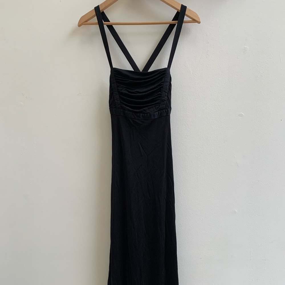 BCBG black floor length maxi dress, size M, good condition